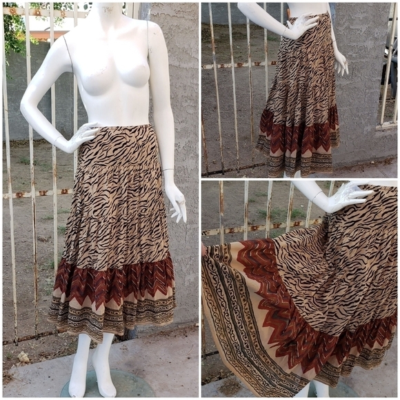 VINTAGE Lauren Jeans‎ Co Skirt  Tiered Peasant - Picture 1 of 3